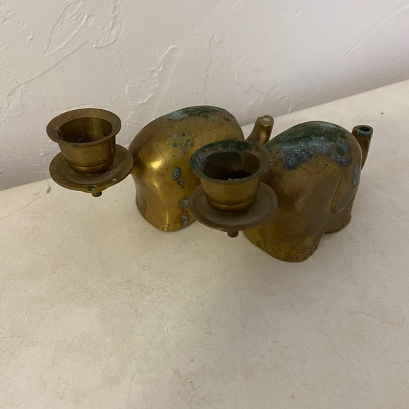 Vintage Brass Baby Elephant Candle Holders - Picture 6 of 7